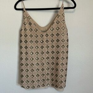 LUCKY BRAND EMBROIDERED SEQUIN TANK- SMALL- NWT